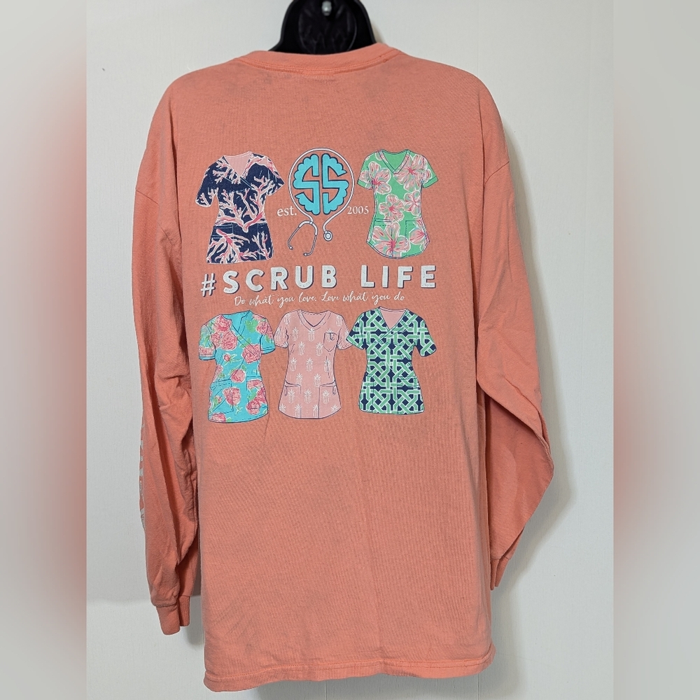 Women's SIMPLY SOUTHERN Peach Scrub Life Graphic T-Shirt Size XL *flaws* - Picture 2 of 9
